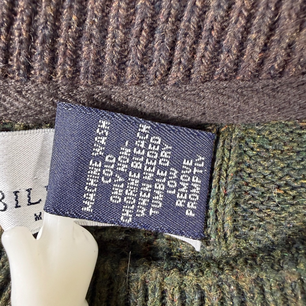 Vintage Bill Blass Mens XL Ribbed Knit Crewneck Sweater Olive Green Grandpa 90s - Picture 4 of 7
